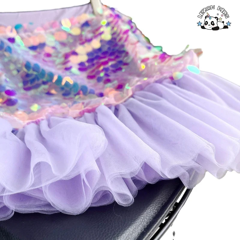 LEZONKIDS - Customizable High Quality Summer Birthday Party Skirt Girl Fishtail Tulle Sequin Skirt for Girls
